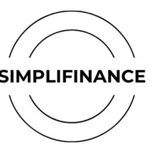 Black text "SIMPLIFINANCE" centered within two concentric circles on a white background.